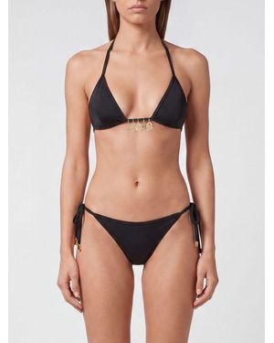 Philipp Plein Costume Da Bagno Bikini Top Con Logo - Nero