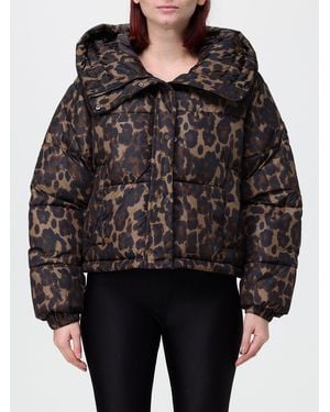 Save The Duck Animal Print Puffer Jacket With Sailor Collar - Black