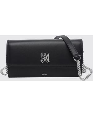 Amiri Leather Mini Crossbody Bag With Monogram And Chain Strap - Black
