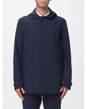 Save The Duck Short Technical Fabric Raincoat With Removable Hood By - Blue