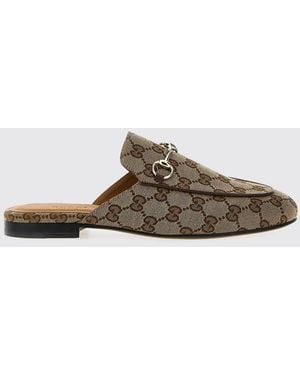 Gucci Gg Jacquard Monogram Canvas Princetown Slippers - Brown