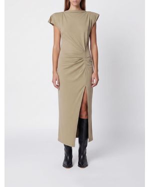 Isabel Marant Robe Fourreau Midi Nadela En Coton Avec Drapé Et Fente Latérale - Neutre