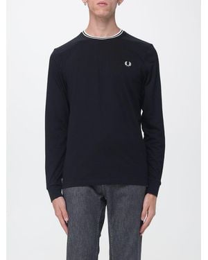 Fred Perry Long-Sleeved Cotton Jersey T-Shirt With Embroidered Logo - Blue