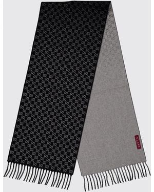 Gucci Wool And Cashmere Gg Pattern Scarf - Black