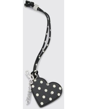 Ganni Polka Dot Faux Leather Keychain - Black