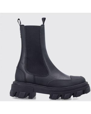 Ganni Cleated Mid Chelsea Boots - Blue