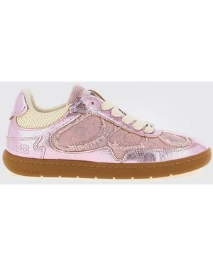 Ganni 08 Laminated Faux Leather And Canvas Trainers - Pink