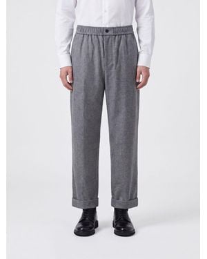 Giorgio Armani Slim Fit Virgin Wool And Cashmere Pants With Elastic Waist - Gray