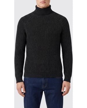 Rrd Jersey De Cuello Alto Slim Fit De Punto Acanalado Con Manga Larga - Negro