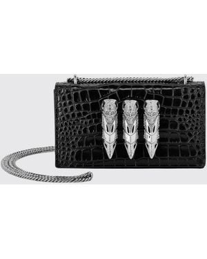 Philipp Plein Clutch Aus Krokoprägung Leder Mit Strassring - Weiß