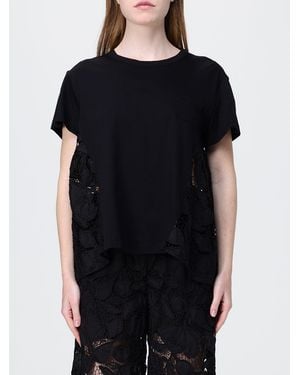 MEIMEIJ Cotton And Macramé T-Shirts - Black
