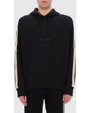Versace Jeans Couture Cotton Hoodie With Logo And Side Bands - Black