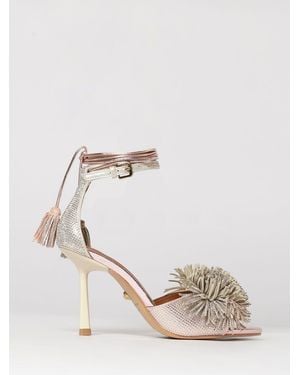 Kurt Geiger Pom Pom Laminated Leather Rhinestone Sandal - Natural