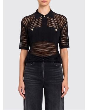 Twinset Mesh Viscose Polo Shirt - Black