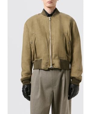 Our Legacy Cupro Bomber Jacket With Classic Collar And Zip Closure - Green