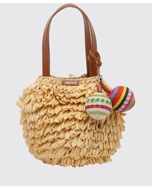 Aquazzura Raffia Bag With Charms - Metallic