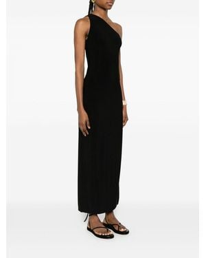 Norma Kamali One-Shoulder Long Jersey Sheath Dress With Side Slit By - Black