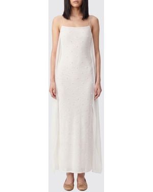 Jacquemus Viscose Midi Dress With Pearls - White