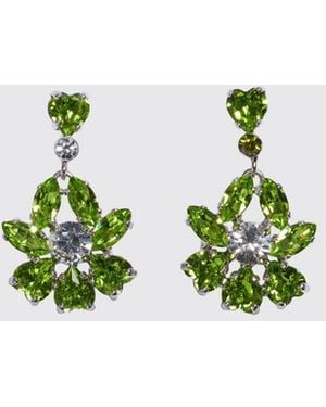 Simone Rocha Pendientes Heartbloom De Latón Con Strass Engastados - Azul