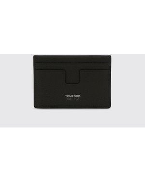 Tom Ford Laminated Logo Hammered Calfskin Card Holder - White