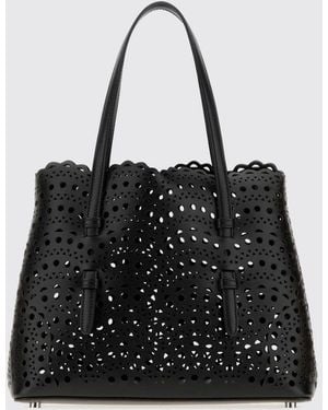Alaïa Small Mina Perforated Smooth Calfskin Leather Shoulder Bag - Black