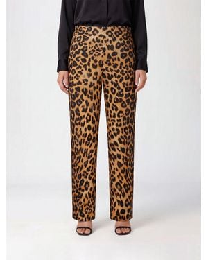 Alberta Ferretti Animal Print Silk Straight Trousers With Mid-Rise Waist - Multicolour