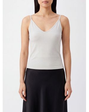 Tom Ford Top En Pure Soie Avec Encolure En V Et Fines Bretelles - Blanc