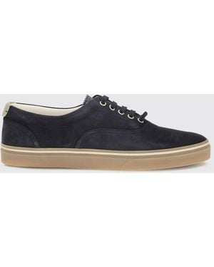 Brunello Cucinelli Low Top Calfskin And Suede Sneakers With Laminated Logo - White