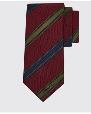 Ferragamo Bicolour Striped Tie - Red