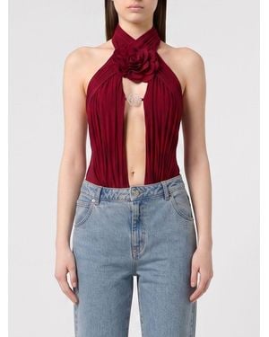 Philipp Plein Slim Fit Evening Top With Criss-Cross Neckline And Cut-Out - Blue