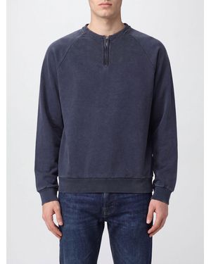 Tonywack Cotton Half-Zip Crewneck Sweatshirt With Dropped Shoulders - Blue