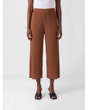 Pleats Please Issey Miyake Cropped Pleated Crêpe Trousers - Brown