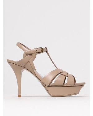 Saint Laurent Tribute Leather Sandals - Natural