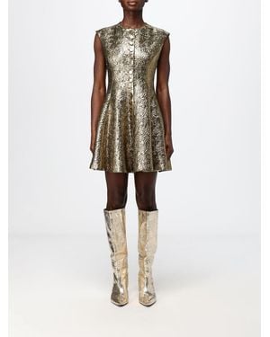 MSGM Sleeveless Flared A-Line Wool Blend Mini Dress - Natural