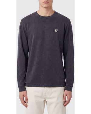 Maison Kitsuné Maison KitsunÉ Langarm-T-Shirt Aus Bio-Baumwolle Mit Chillax-Fox-Patch - Blau