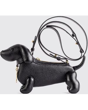 Thom Browne Hector Dog-Shaped Grained Leather Crossbody Bag - White