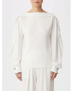 Lanvin Blusa De Mezcla De Seda Con Volantes - Blanco