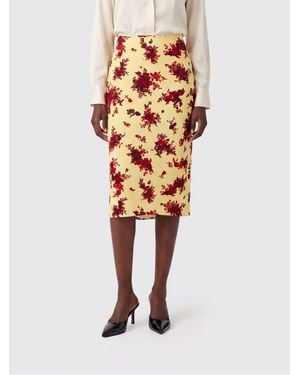 Jil Sander High-Waisted Floral Print Viscose Midi Pencil Skirt - Yellow