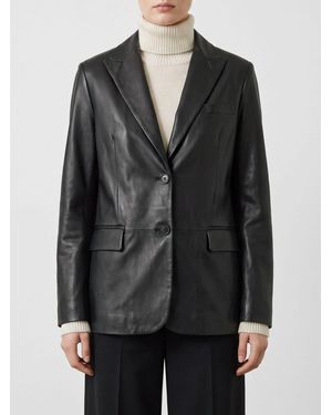 Salvatore Santoro Single-Breasted Ovine Leather Blazer With Peak Lapels - Black