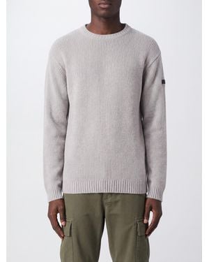 Rrd Wool Crewneck Sweater With Ribbed Trims And Applied Logo - Gray