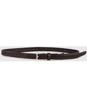 Tom Ford Braided Smooth Calfskin Leather Belt With Buckle - White