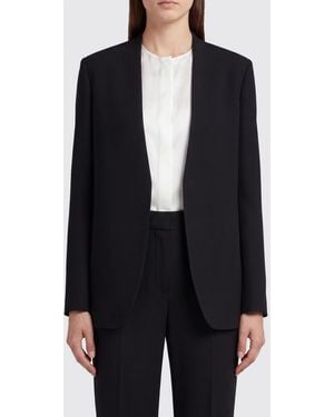 Maison Margiela Cropped Open-Front Wool Blazer With Iconic Stitch - Blue