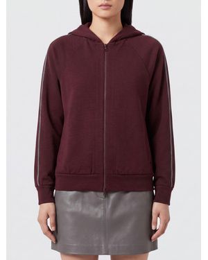 Brunello Cucinelli Kapuzen-Sweatjacke Aus Baumwoll-Seiden-Mix Mit Monili - Rot