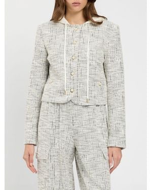 Twinset Slim Fit Cropped Hooded Blazer - Gray