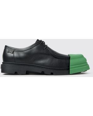 Camper Junction Bicolour Calfskin Leather Lace-Up Shoes With Rubber Toe - Green