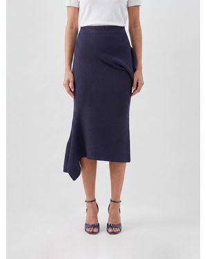 Issey Miyake Asymmetric Hem Crêpe Pencil Midi Skirt - Blue