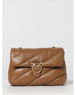Pinko Classic Love Bag Puff Matelassé Nappa Shoulder Bag With Logo Buckle - Brown