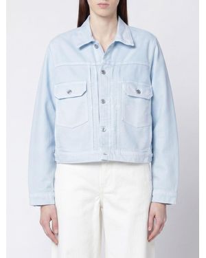 Victoria Beckham Cropped Shirt Jacket - Blue