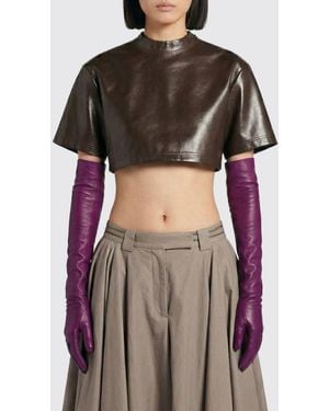 Balenciaga Leather Crop Top - Brown