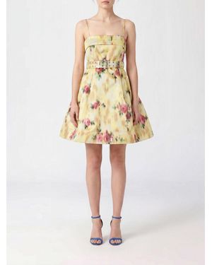 Ganni Floral-Print A-Line Mini Dress - Natural